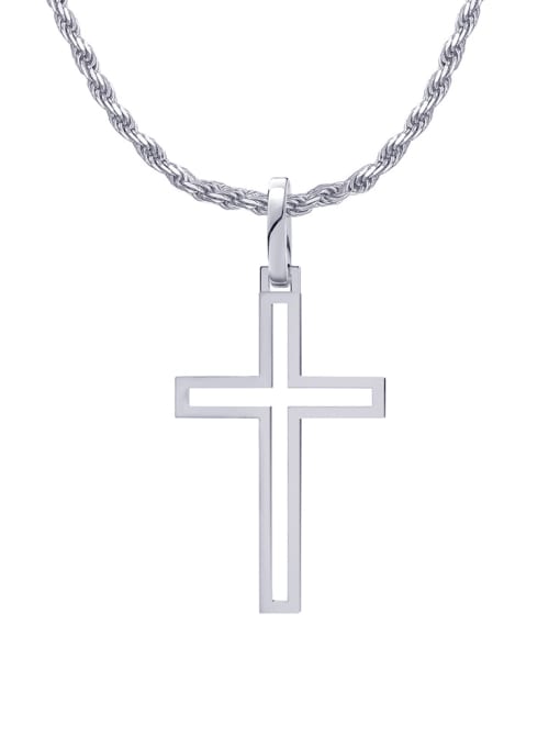 RINNTIN 925 Sterling Silver Hollow  Cross Minimalist Necklace 2