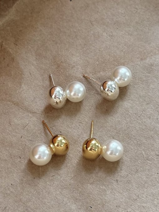 Boomer Cat 925 Sterling Silver Imitation Pearl Round Vintage Drop Earring 2