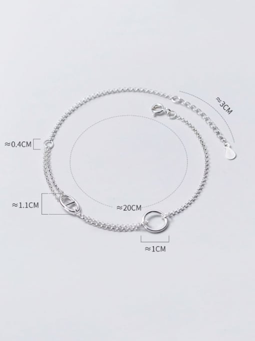 Rosh 925 Sterling Silver  Minimalist Geometric  Bead Chain Anklet 1