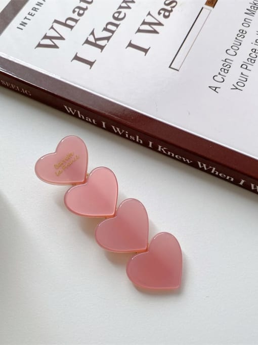 Korean pink 6.7cm Cellulose Acetate Minimalist Heart Multi Color Hair Barrette