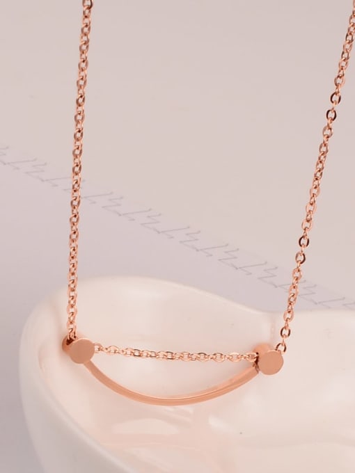 Rose Gold Titanium Smooth Geometry  Smiley  Necklace