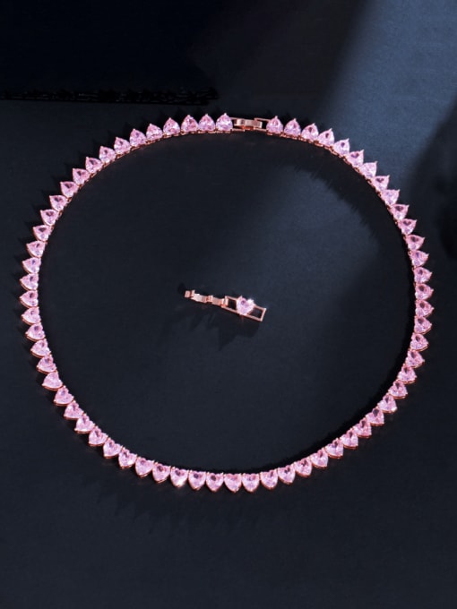 L.WIN Brass Cubic Zirconia Heart Luxury Necklace 0