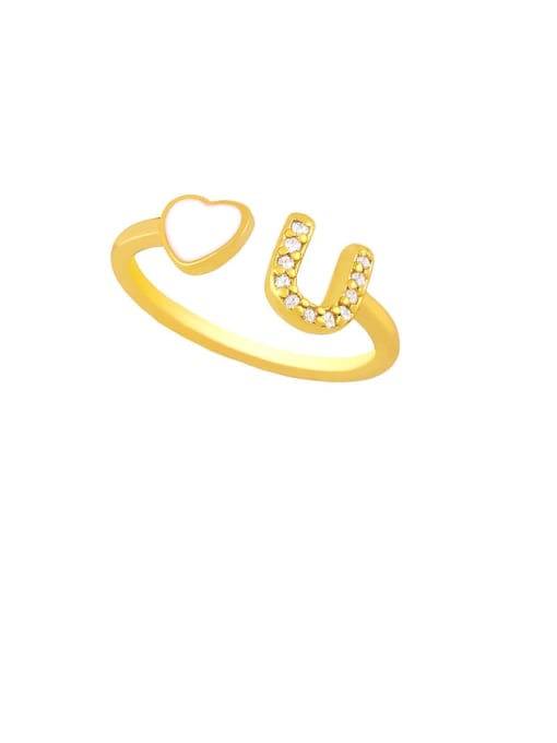 CC Brass Enamel Cubic Zirconia Heart Trend Band Ring 3
