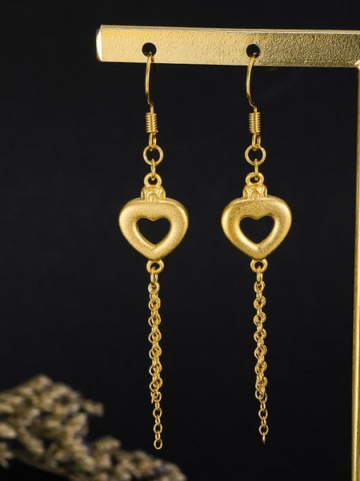 2 love ear hook Brass Cubic Zirconia Tassel Dainty Drop Earring