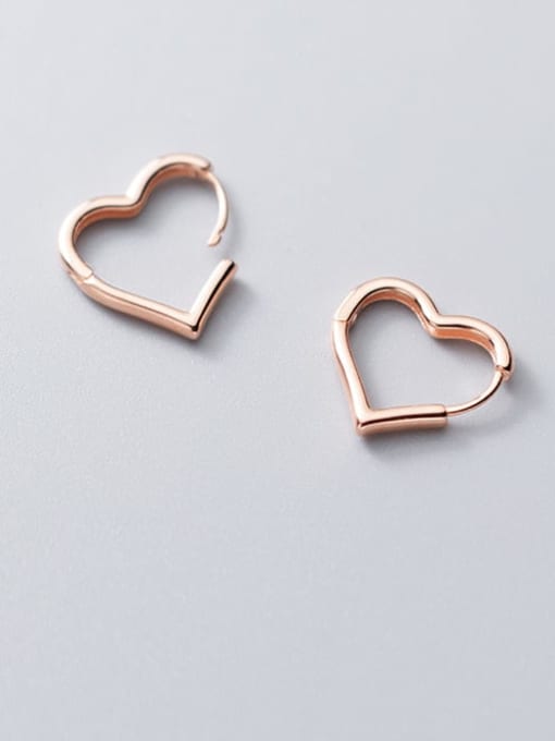 Rosh 925 Sterling Silver Hollow Heart Minimalist Stud Earring 1