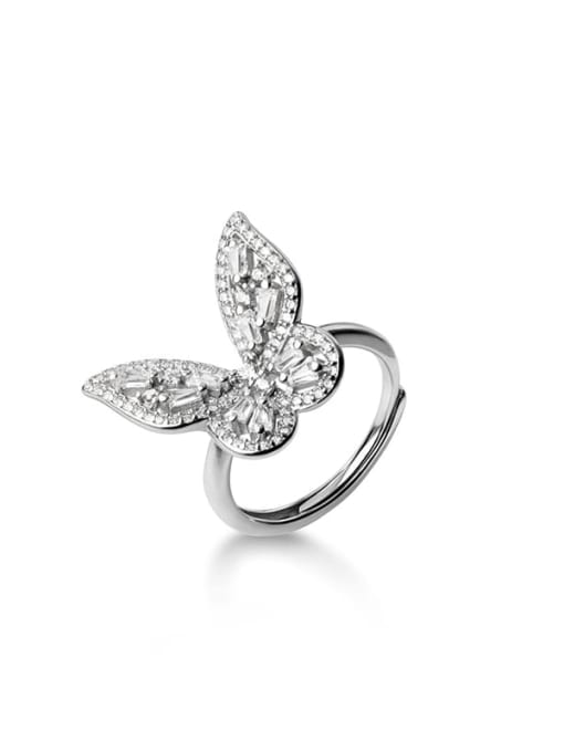 Rosh 925 Sterling Silver Cubic Zirconia Butterfly Vintage Band Ring 0