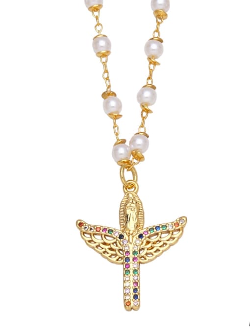 A Brass Cubic Zirconia Religious Vintage Regligious Necklace