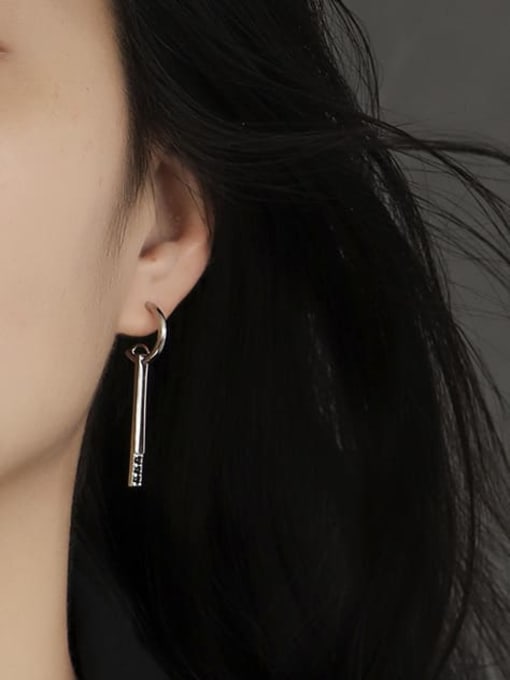 CHARME Brass Rhinestone Geometric Minimalist Hook Earring 2