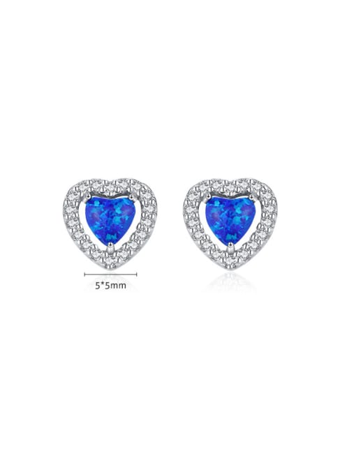 MODN 925 Sterling Silver Cubic Zirconia Heart Dainty Stud Earring 2