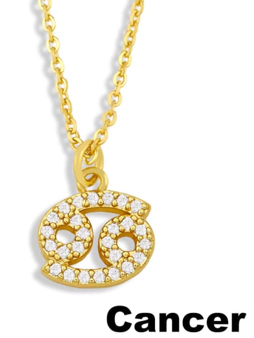 Cancer Brass Cubic Zirconia Constellation Vintage Necklace