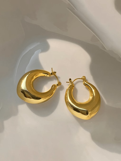 E16 fat U-shaped hollow gold Titanium Steel Heart Minimalist Huggie Earring