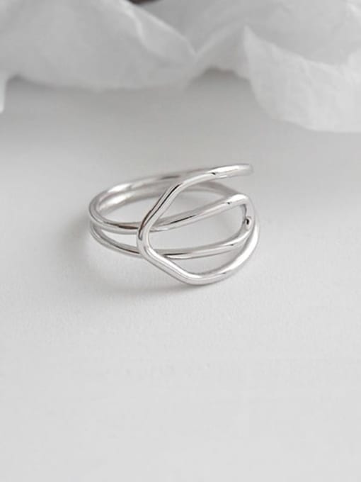 DAKA 925 Sterling Silver Geometric Minimalist Free Size Band Ring