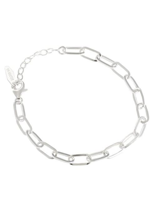 DAKA 925 Sterling Silver Hollow Geometric Chain Vintage Link Bracelet 4