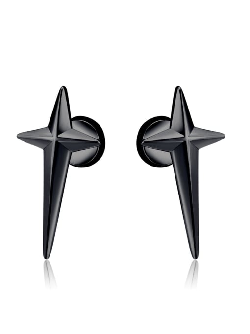 790 steel earrings black Titanium Steel Cross Minimalist Stud Earring