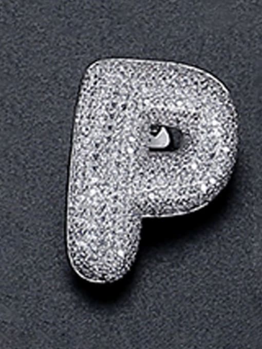 X23121917 P Brass Cubic Zirconia Letter Dainty Brooch