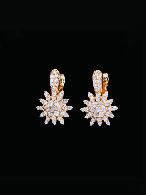 L.WIN Brass Flower Luxury Cluster Earring