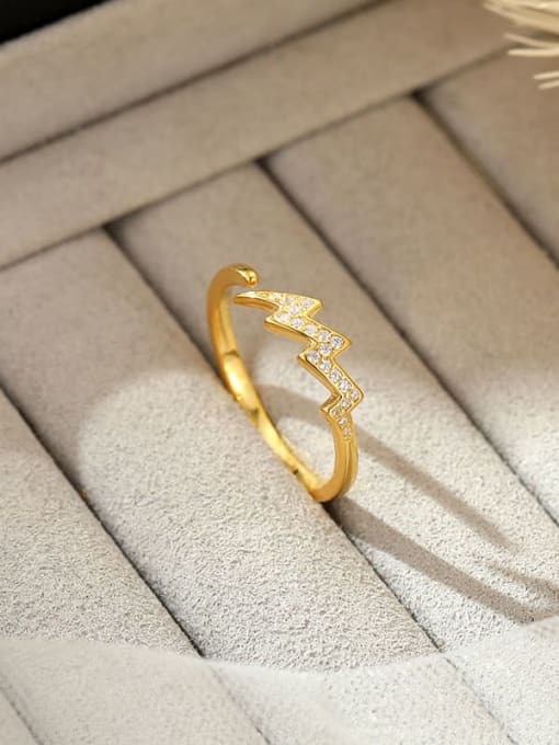 RS1040 【 Gold 】 925 Sterling Silver Cubic Zirconia Irregular Dainty Band Ring