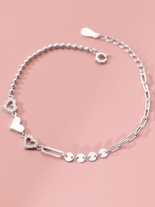 Rosh 925 Sterling Silver Heart Minimalist Link Bracelet 0