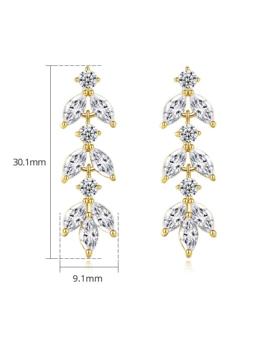 BLING SU Brass Cubic Zirconia Leaf Luxury Cluster Earring 3