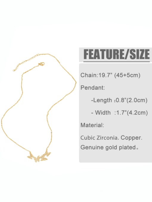 CC Brass Cubic Zirconia Butterfly Hip Hop Necklace 3