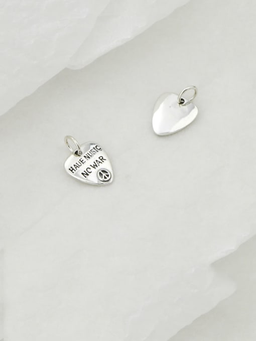 SHUI Vintage Sterling Silver With Simple Retro Heart Shaped Letters  Diy Accessories 2