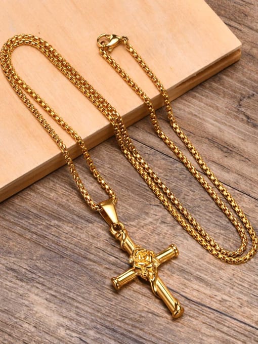 CONG Stainless steel Cross Vintage Regligious Necklace 3