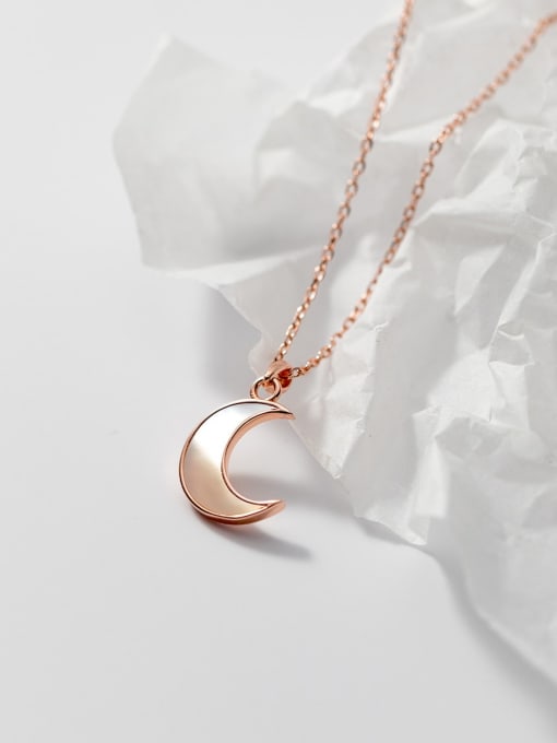 Rosh 925 Sterling Silver Shell Moon Minimalist Necklace