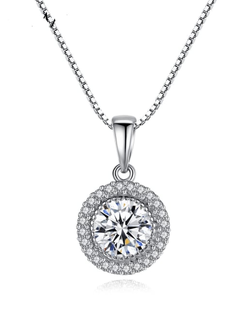 CCUI 925 Sterling Silver Cubic Zirconia Round Minimalist Necklace