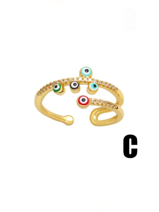 C Brass Enamel Evil Eye Cute Stackable Ring