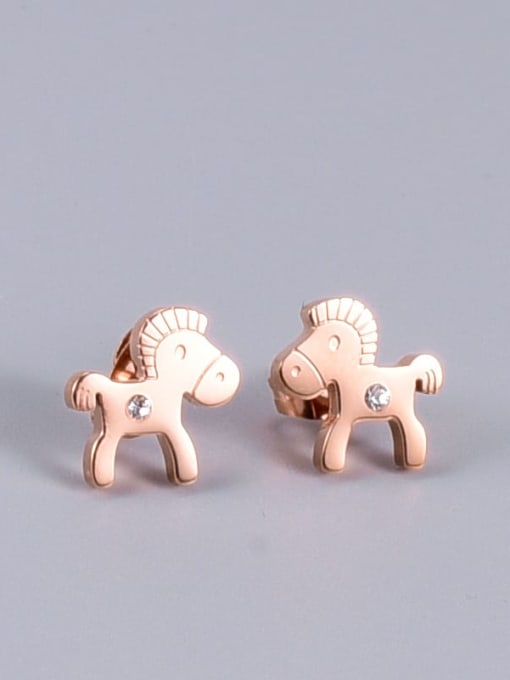 A TEEM Titanium Rhinestone Horse Minimalist Stud Earring 0