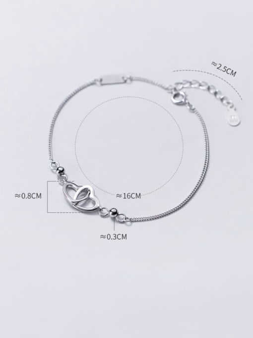 Rosh 925 Sterling Silver Hollow Heart Minimalist Link Bracelet 3