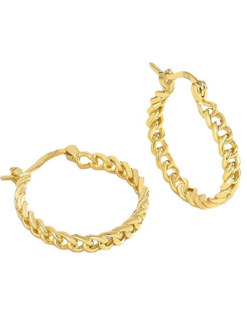 CHARME Brass Hollow Geometric Chain Vintage Huggie Earring