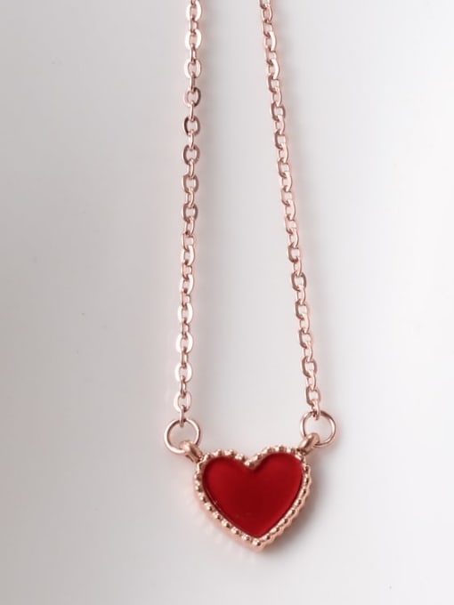 A TEEM Titanium Red Enamel Heart Minimalist Choker Necklace 2