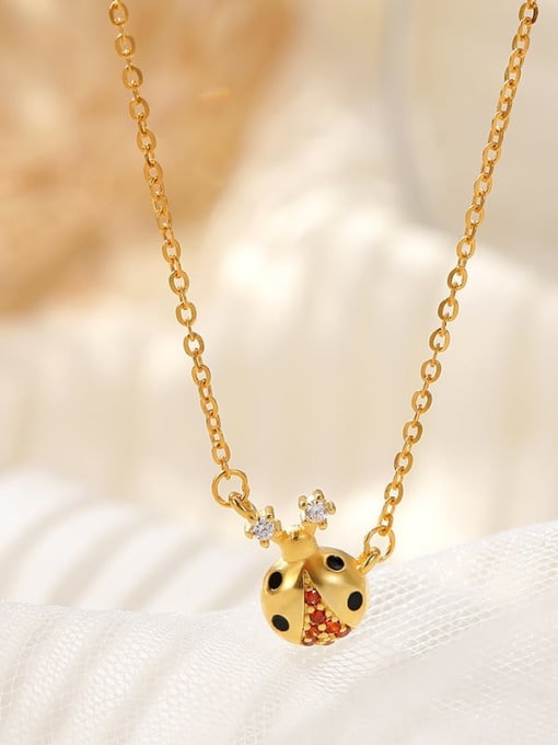 NS1064 Gold 925 Sterling Silver Cubic Zirconia Insect Cute Necklace
