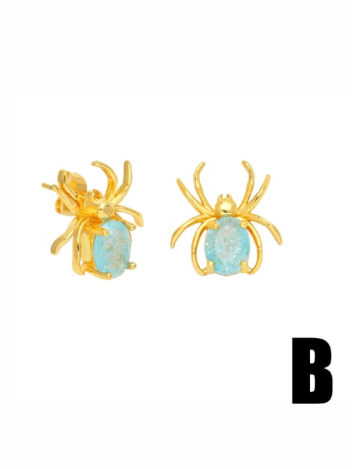 B Brass Opal Bird Cute Stud Earring