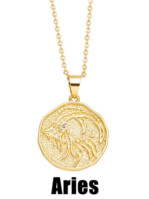 Aries Brass Constellation Vintage Necklace