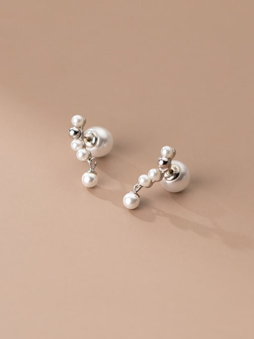 Rosh 925 Sterling Silver Imitation Pearl Irregular Minimalist Drop Earring 0