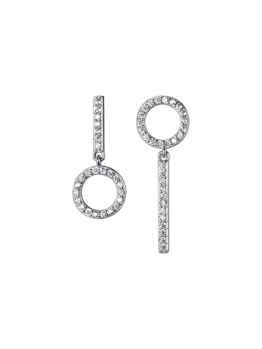silver 925 Sterling Silver Cubic Zirconia Geometric Minimalist Drop Earring