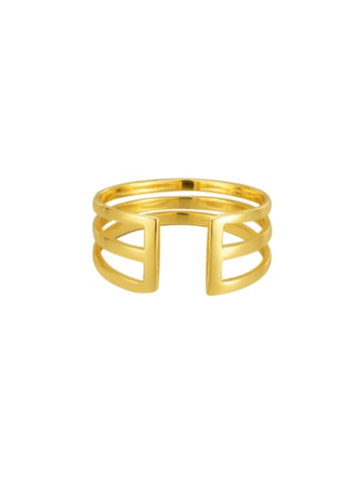 Gold glossy three layer ring 925 Sterling Silver Geometric Minimalist Stackable Ring