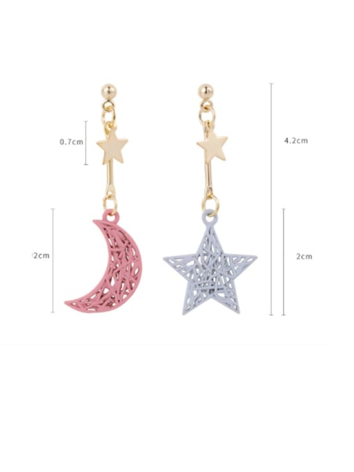 Main plan section Brass  Minimalist Hollow out Weave Texture Moon Star Hook Earring