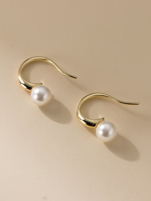 Rosh 925 Sterling Silver Imitation Pearl Irregular Minimalist Hook Earring 2