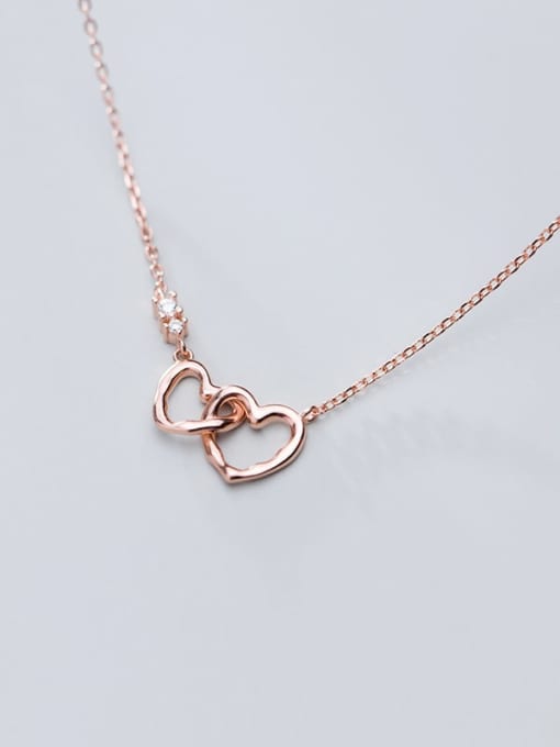 Rosh 925 Sterling Silver Minimalist  Hollow  Heart Necklace 3