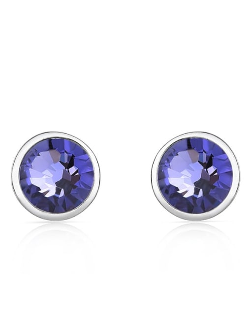 JYEH 002 (purple) 925 Sterling Silver Austrian Crystal Geometric Classic Stud Earring