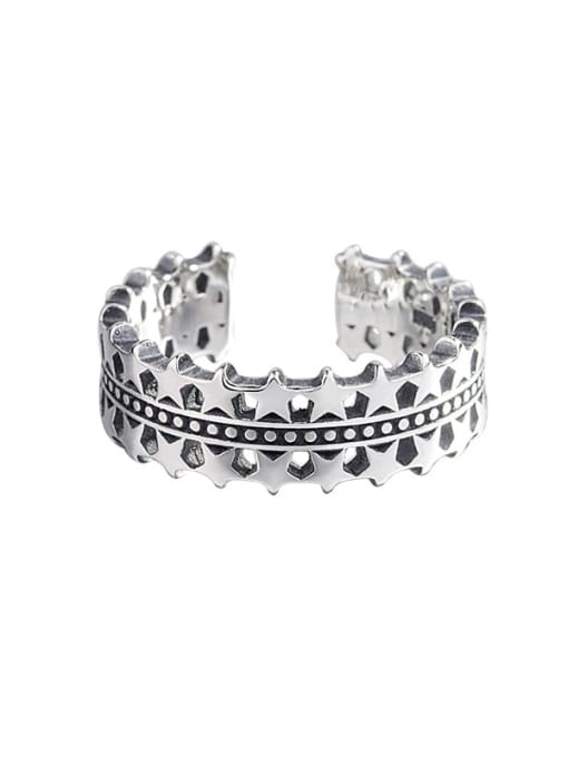 HAHN 925 Sterling Silver Star Vintage Stackable Ring 0