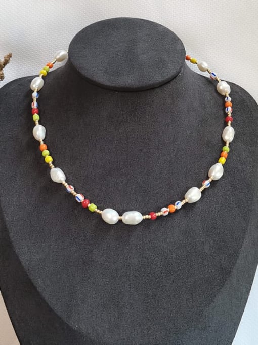 MMBEADS Freshwater Pearl Multi Color Miyuki Beads Pure Handmade Necklace 1