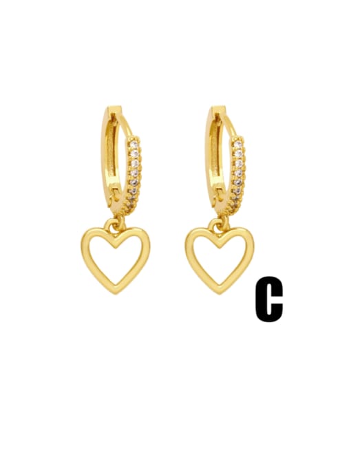 CC Brass Cubic Zirconia Heart Hip Hop Huggie Earring 4