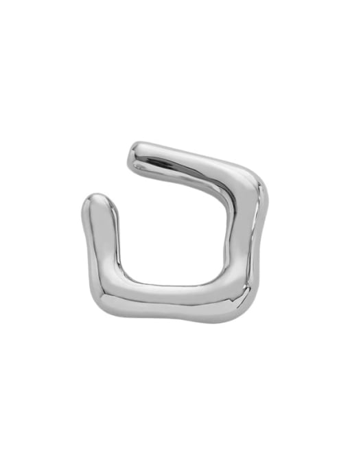 White gold (Single-Only One) 925 Sterling Silver Geometric Minimalist Letter D Shape Single Earring (Single-Only One)