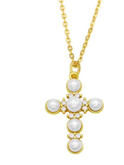 B Brass Imitation Pearl Heart Minimalist Necklace