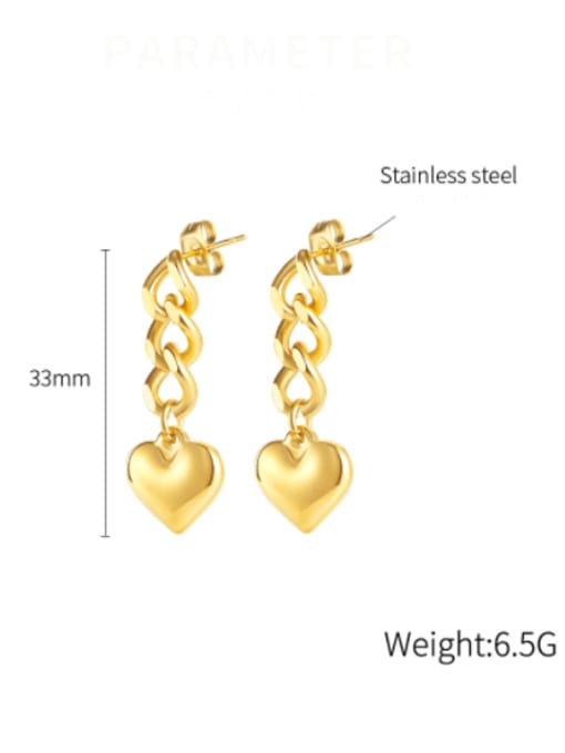 Open Sky Titanium Steel Heart Minimalist Hollow  Chain  Drop Earring 2