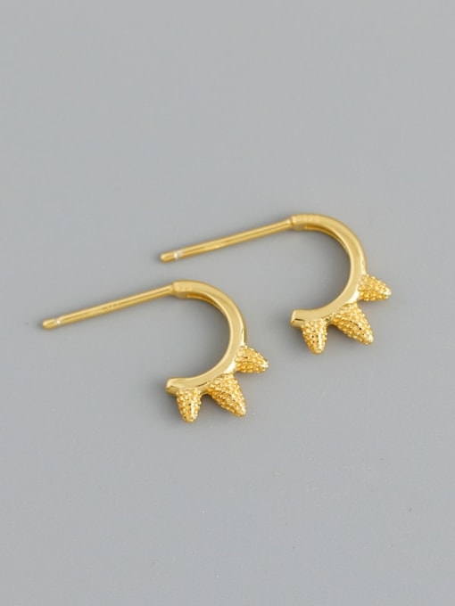 Gold (with rubber plug) 925 Sterling Silver Irregular Vintage Stud Earring